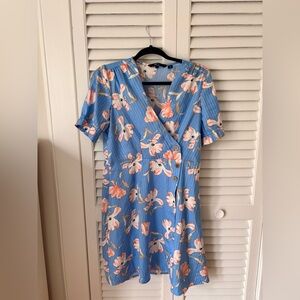 Vera Moda Floral Blue Wrap Dress